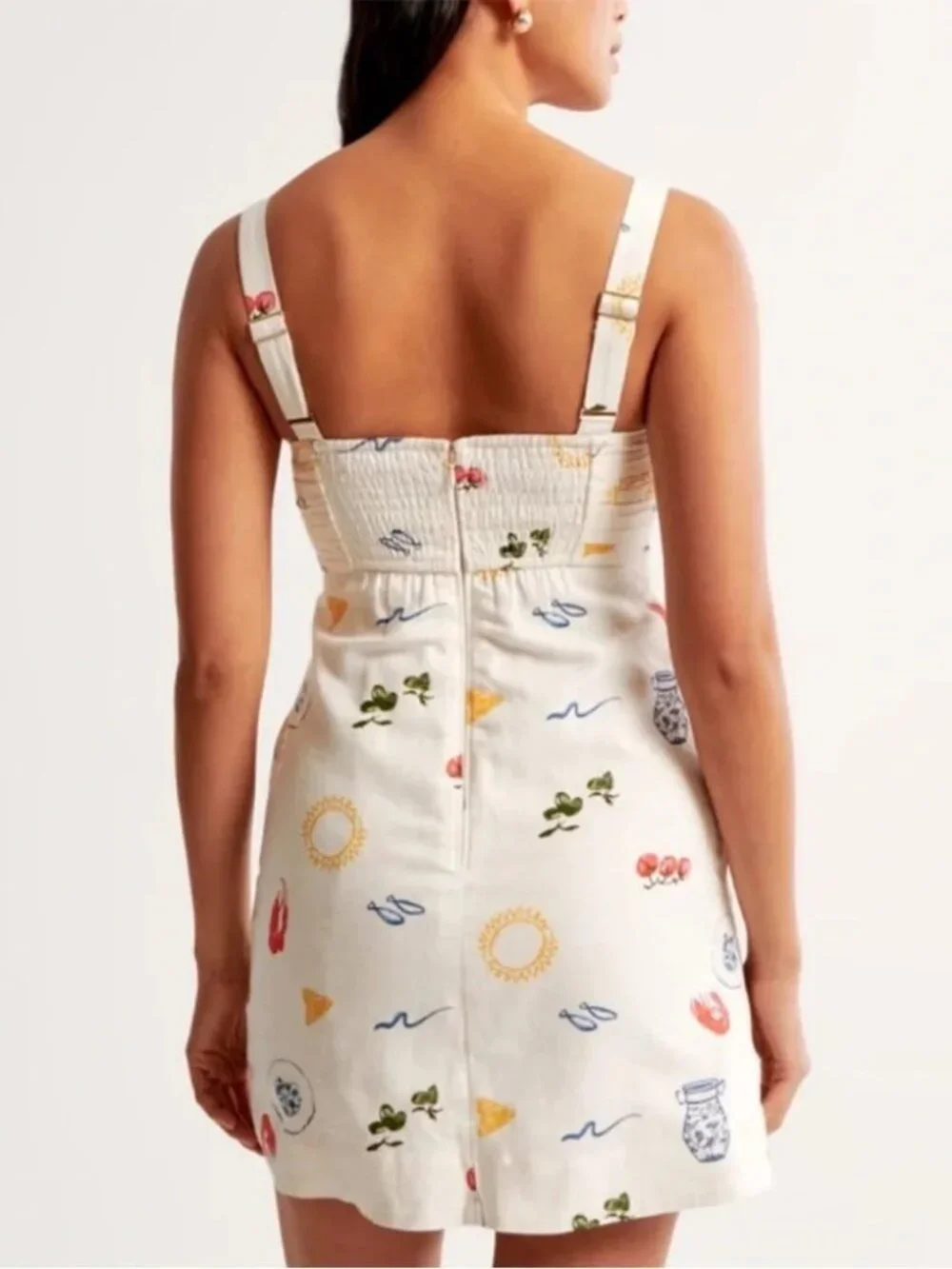 Abercrombie & Fitch Linen Blend Coastal Print Emerson Skort Dress Sz Small Tall - Picture 2 of 10